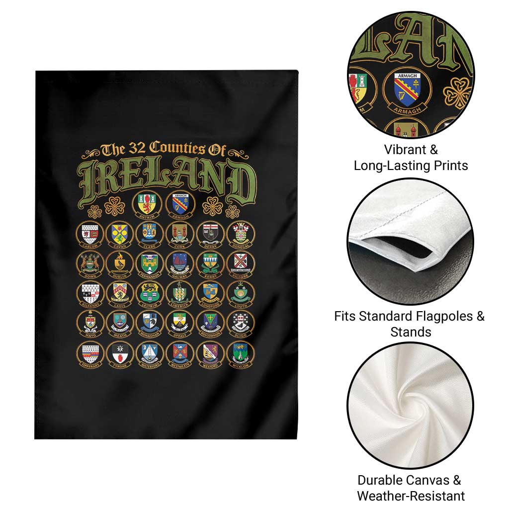 The 32 Counties Of Ireland Garden Flag Irish Pride Heritage Vintage Celtic Shamrock