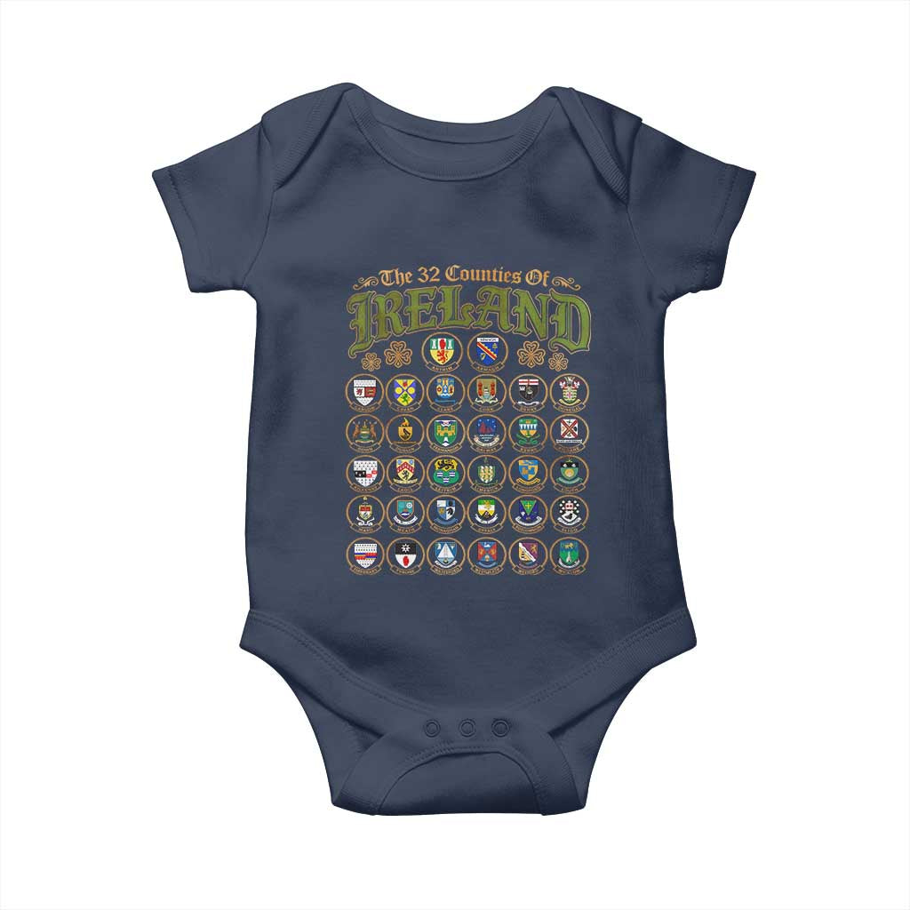 The 32 Counties Of Ireland Baby Onesie Irish Pride Heritage Vintage Celtic Shamrock