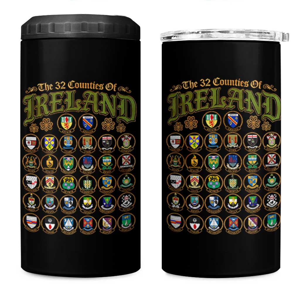 The 32 Counties Of Ireland 4 in 1 Can Cooler Tumbler Irish Pride Heritage Vintage Celtic Shamrock