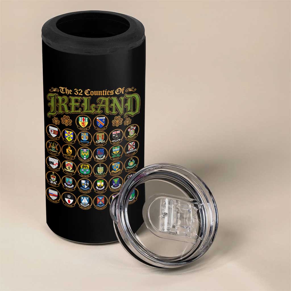 The 32 Counties Of Ireland 4 in 1 Can Cooler Tumbler Irish Pride Heritage Vintage Celtic Shamrock