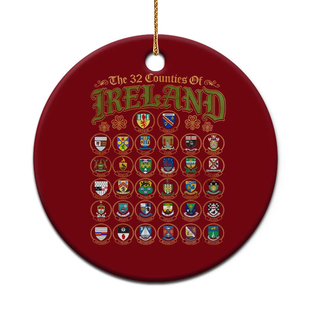 The 32 Counties Of Ireland Ceramic Ornament Irish Pride Heritage Vintage Celtic Shamrock