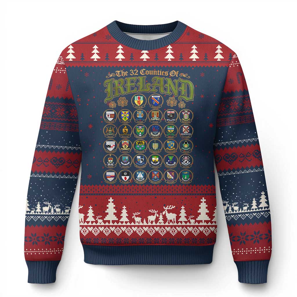 The 32 Counties Of Ireland Ugly Christmas Sweater Irish Pride Heritage Vintage Celtic Shamrock
