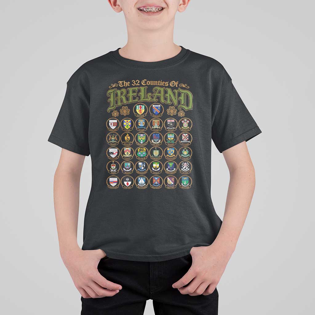 The 32 Counties Of Ireland T Shirt For Kid Irish Pride Heritage Vintage Celtic Shamrock