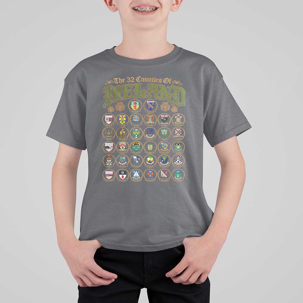 The 32 Counties Of Ireland T Shirt For Kid Irish Pride Heritage Vintage Celtic Shamrock