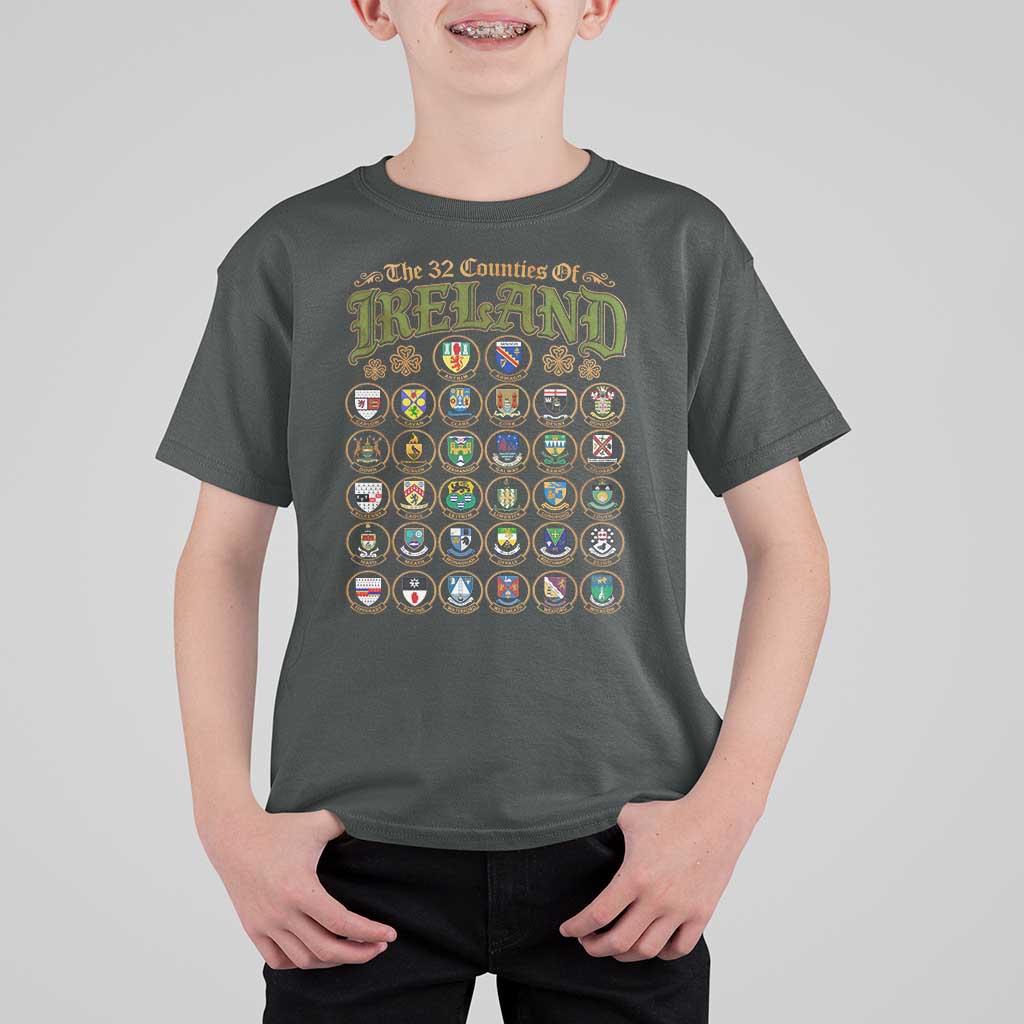 The 32 Counties Of Ireland T Shirt For Kid Irish Pride Heritage Vintage Celtic Shamrock