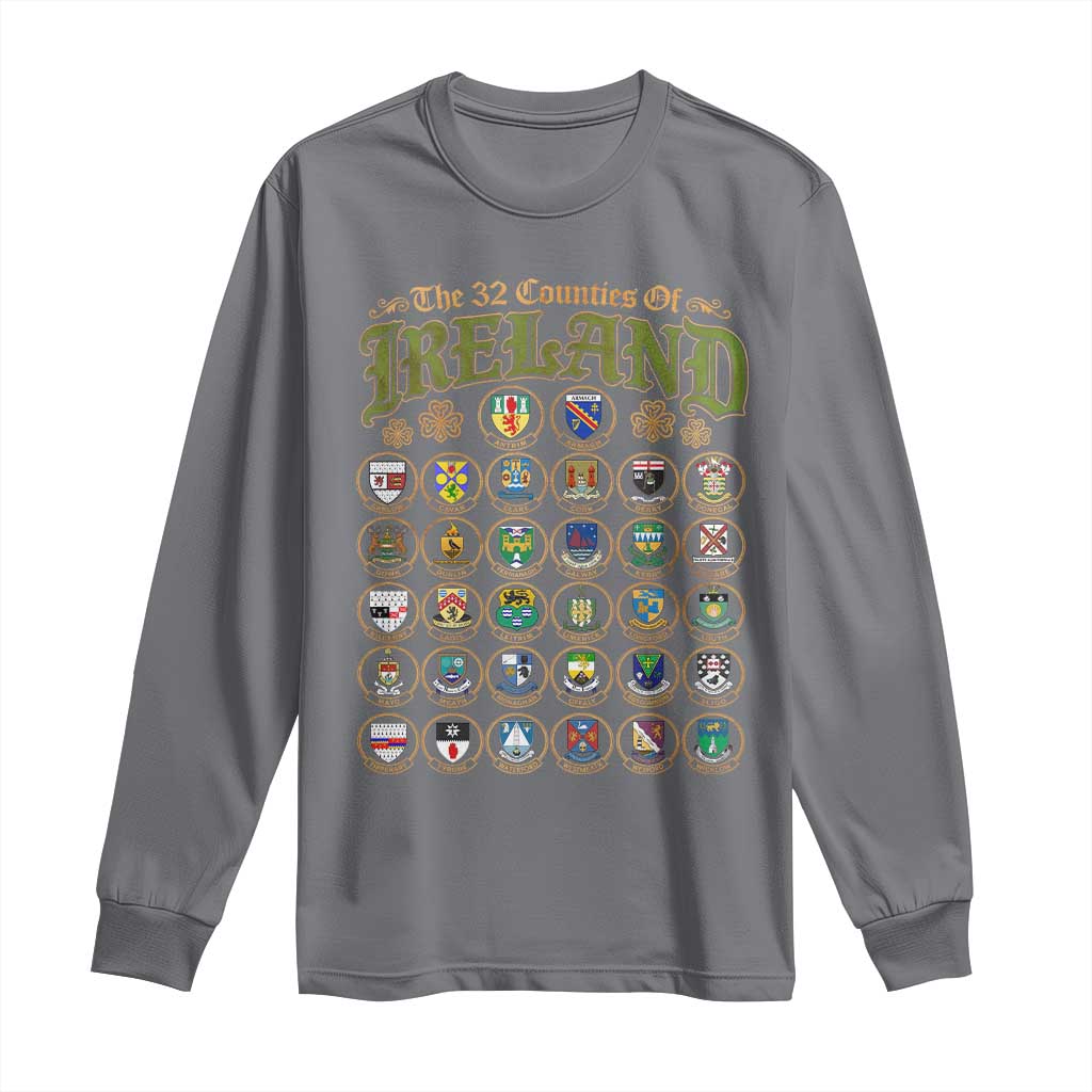 The 32 Counties Of Ireland Long Sleeve Shirt Irish Pride Heritage Vintage Celtic Shamrock