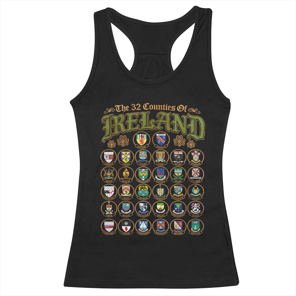The 32 Counties Of Ireland Racerback Tank Top Irish Pride Heritage Vintage Celtic Shamrock