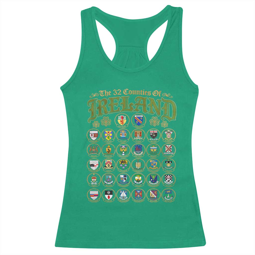 The 32 Counties Of Ireland Racerback Tank Top Irish Pride Heritage Vintage Celtic Shamrock