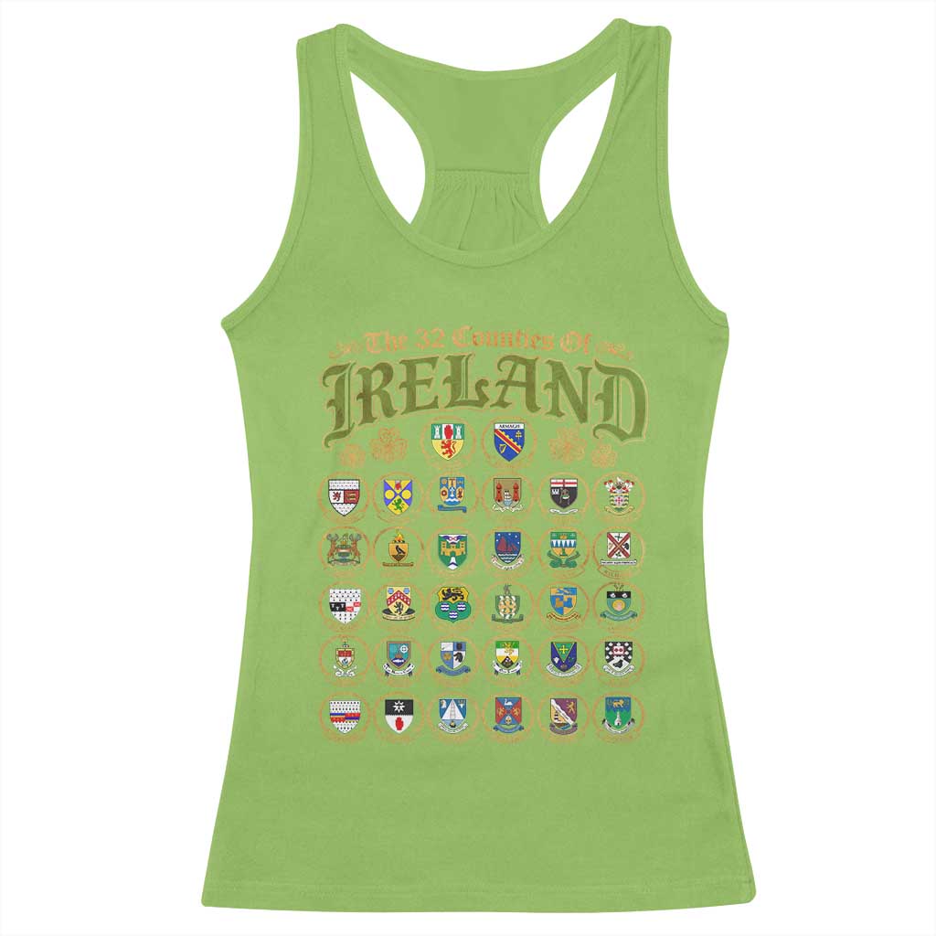 The 32 Counties Of Ireland Racerback Tank Top Irish Pride Heritage Vintage Celtic Shamrock