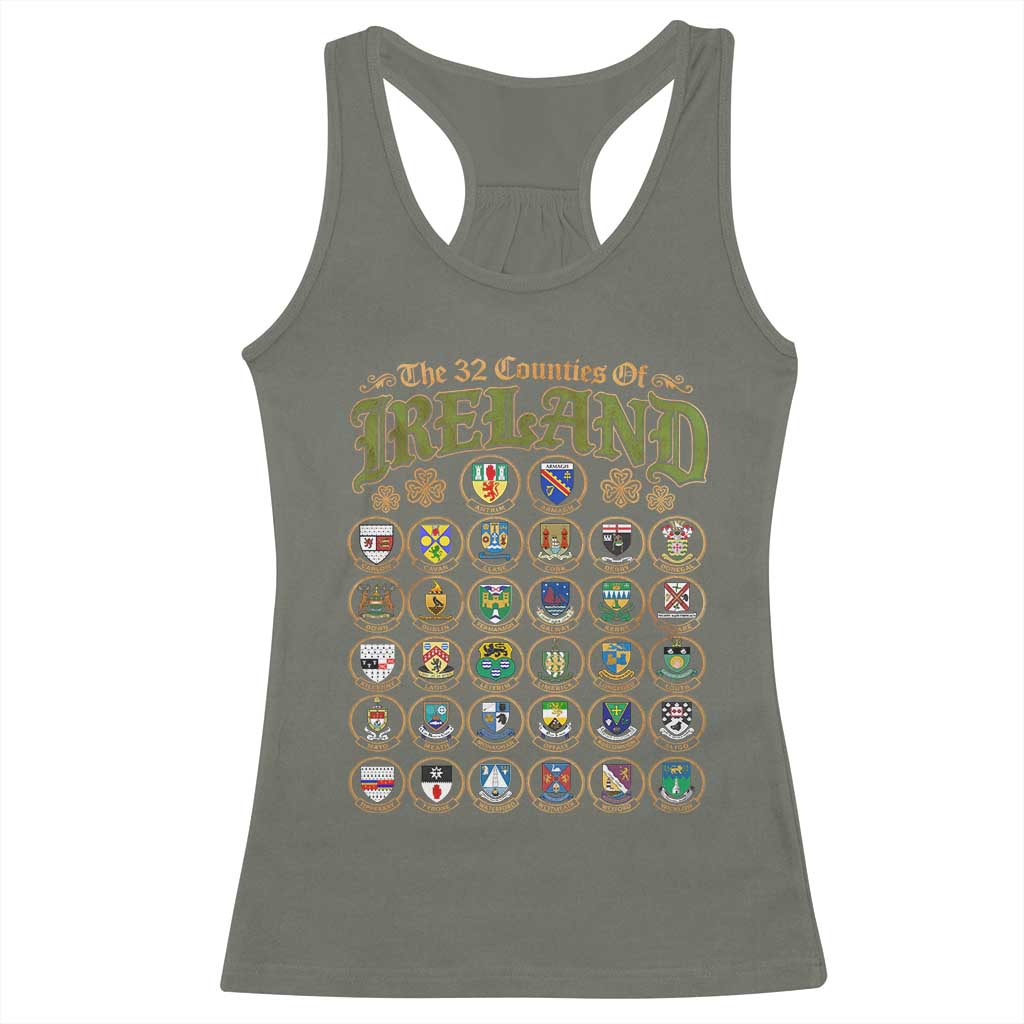 The 32 Counties Of Ireland Racerback Tank Top Irish Pride Heritage Vintage Celtic Shamrock