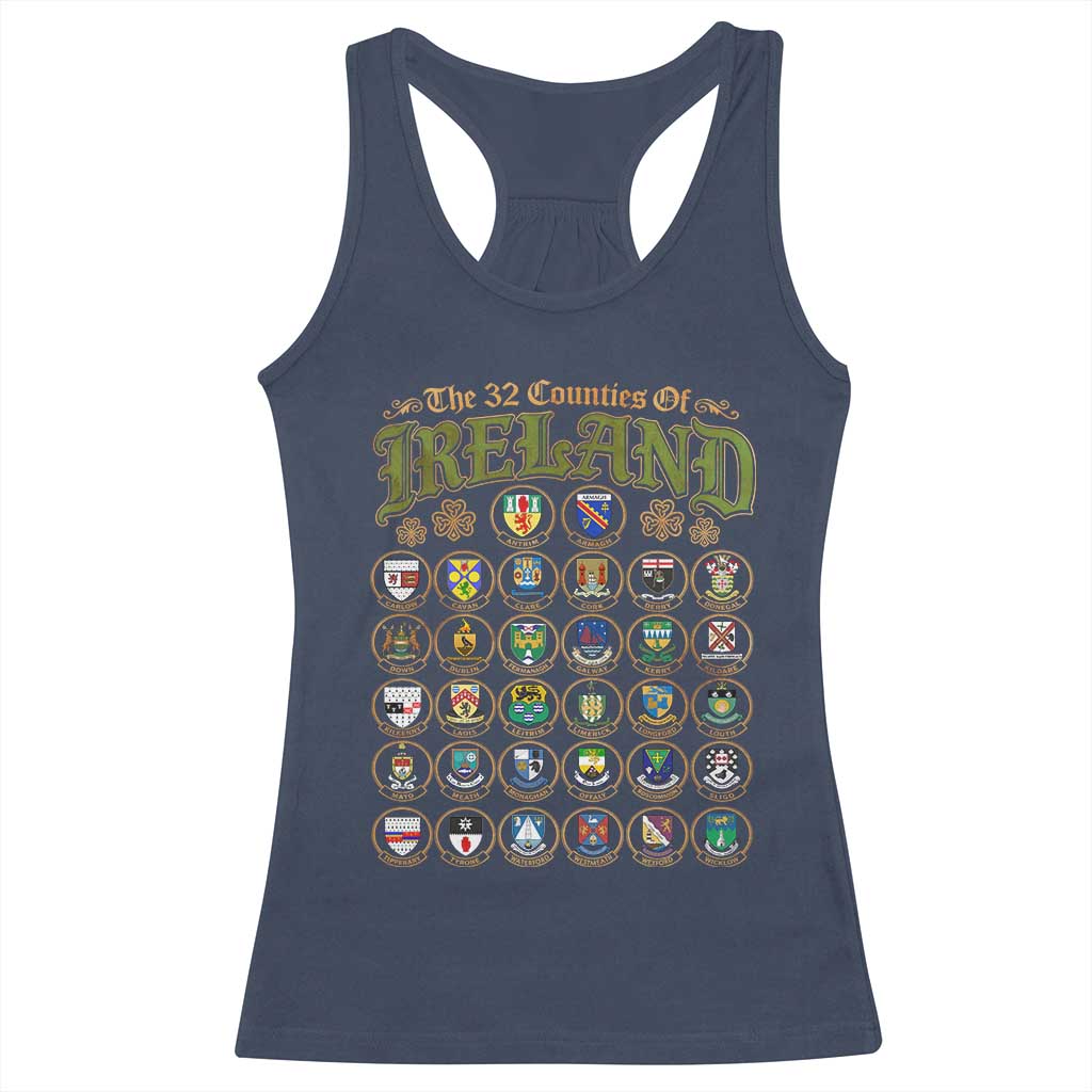 The 32 Counties Of Ireland Racerback Tank Top Irish Pride Heritage Vintage Celtic Shamrock