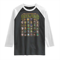 The 32 Counties Of Ireland Raglan Shirt Irish Pride Heritage Vintage Celtic Shamrock
