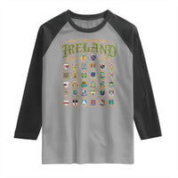 The 32 Counties Of Ireland Raglan Shirt Irish Pride Heritage Vintage Celtic Shamrock