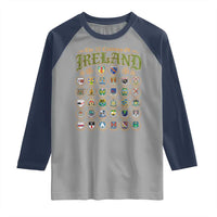 The 32 Counties Of Ireland Raglan Shirt Irish Pride Heritage Vintage Celtic Shamrock