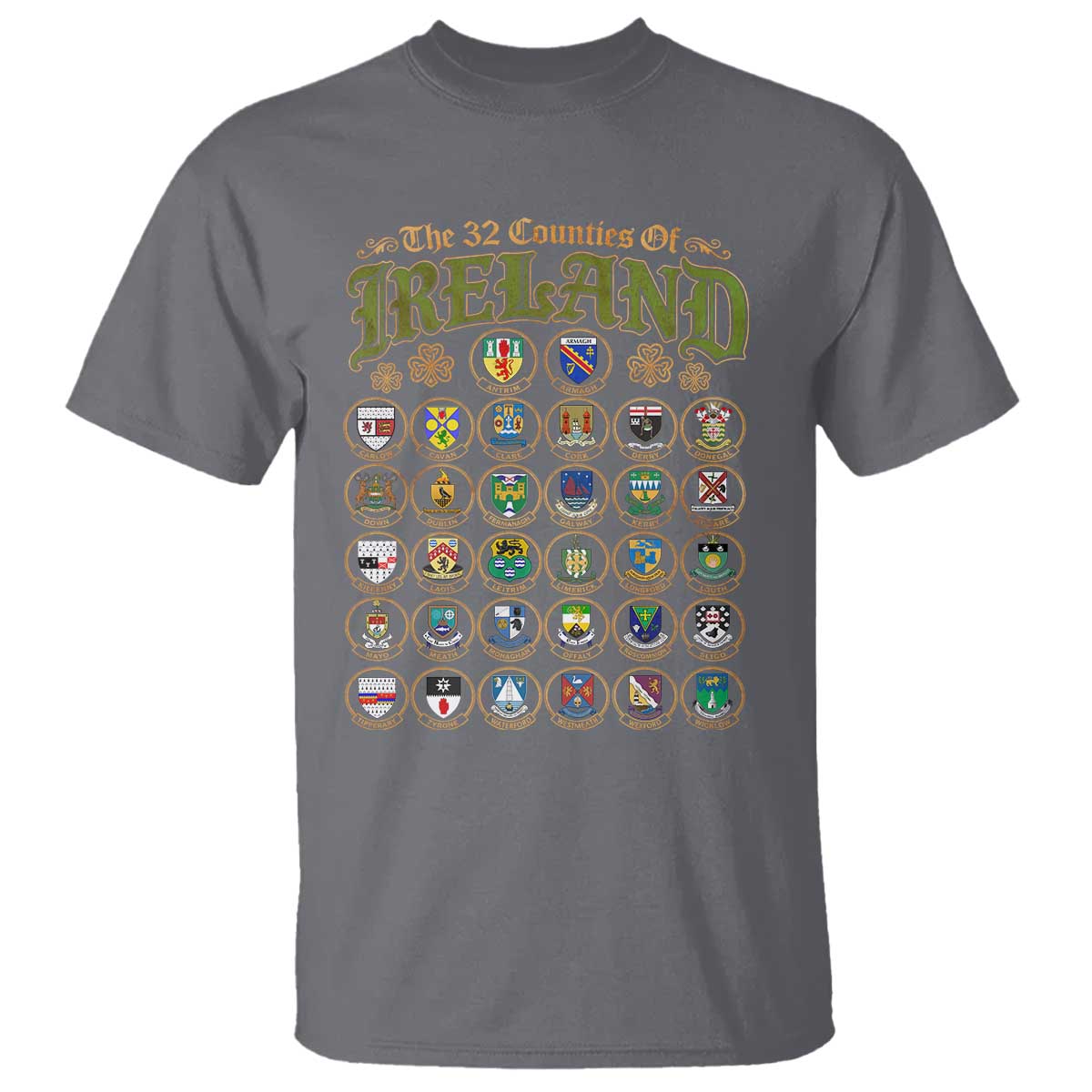 The 32 Counties Of Ireland T Shirt Irish Pride Heritage Vintage Celtic Shamrock