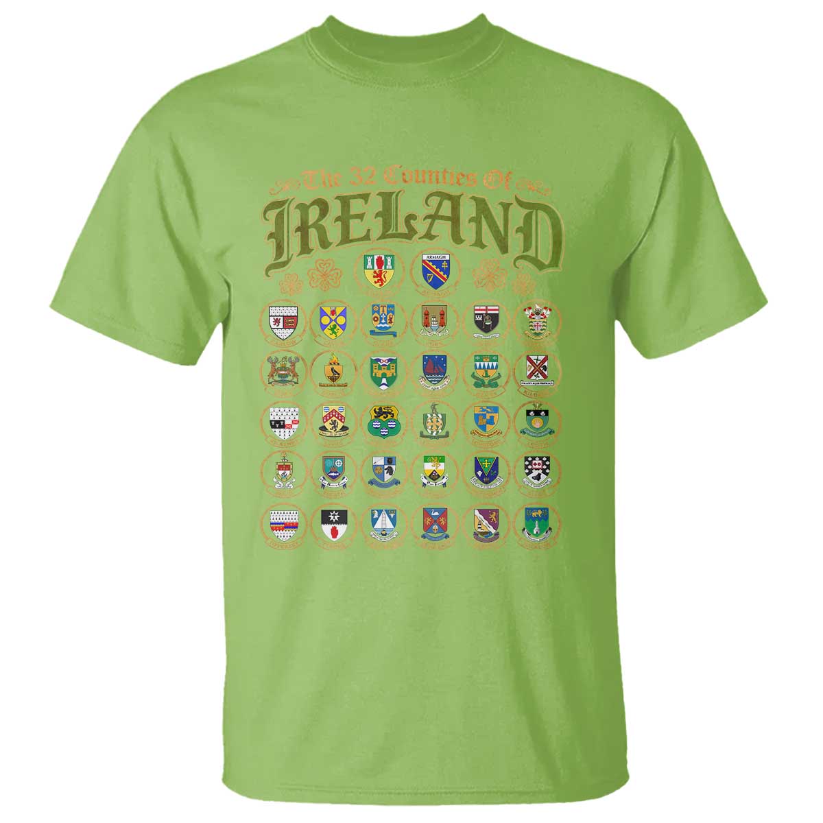 The 32 Counties Of Ireland T Shirt Irish Pride Heritage Vintage Celtic Shamrock