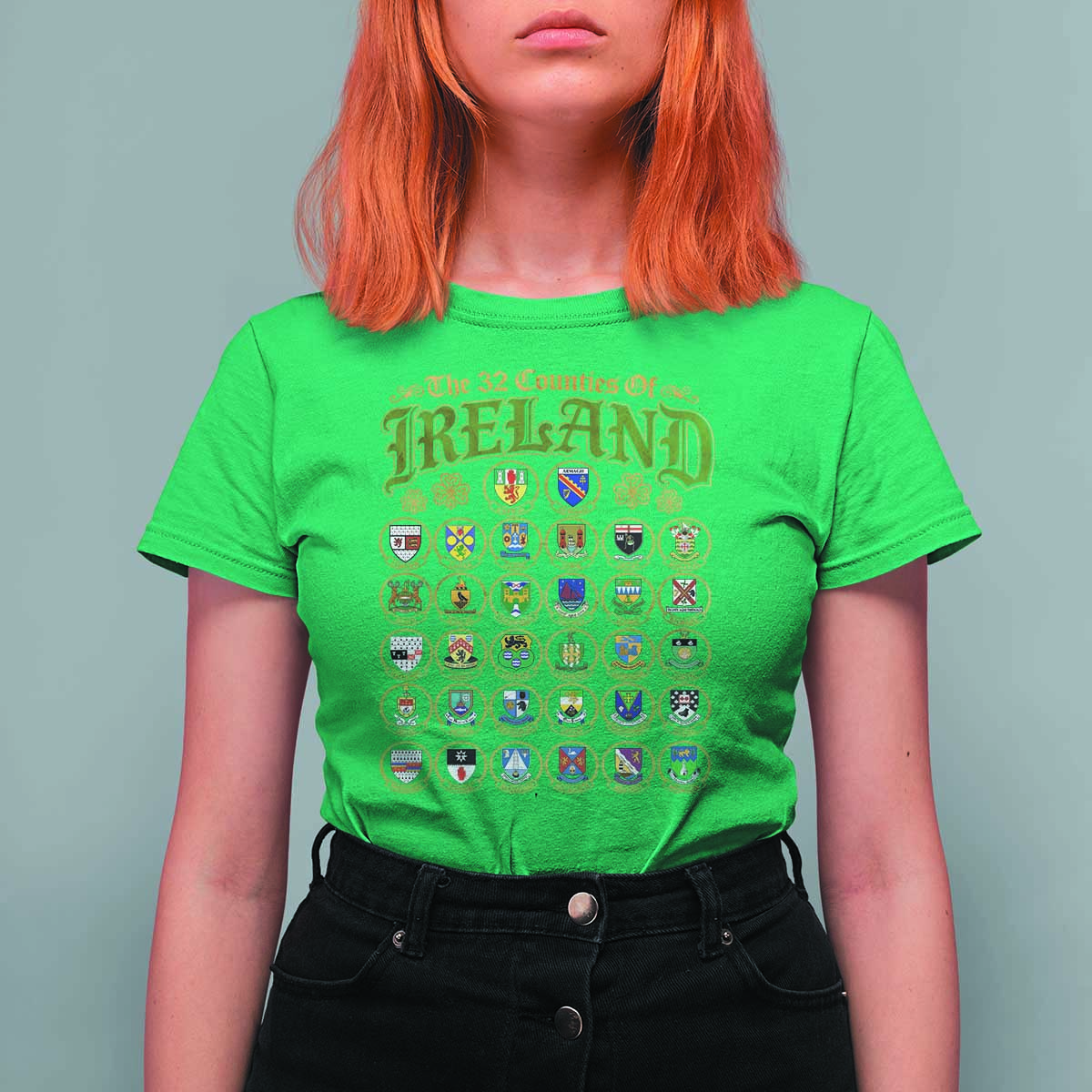The 32 Counties Of Ireland T Shirt For Women Irish Pride Heritage Vintage Celtic Shamrock