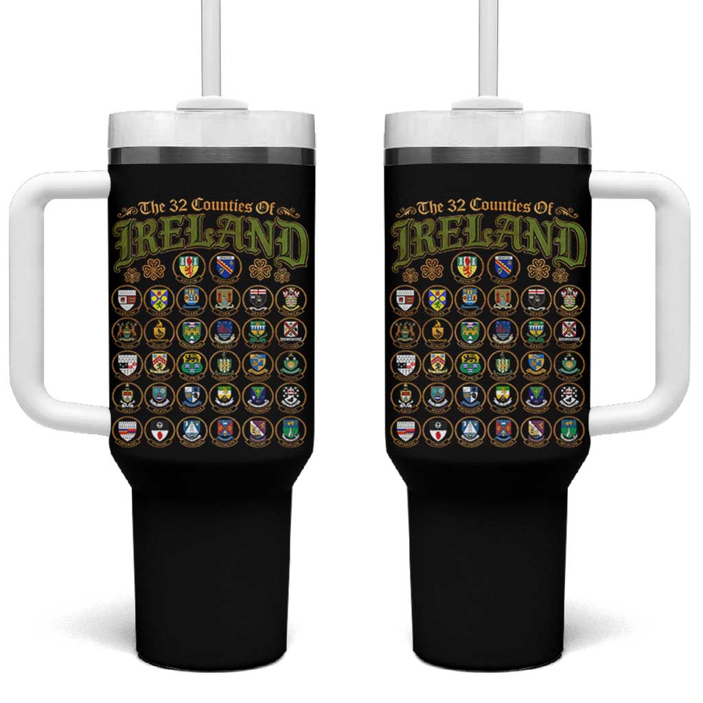 The 32 Counties Of Ireland Tumbler With Handle Irish Pride Heritage Vintage Celtic Shamrock