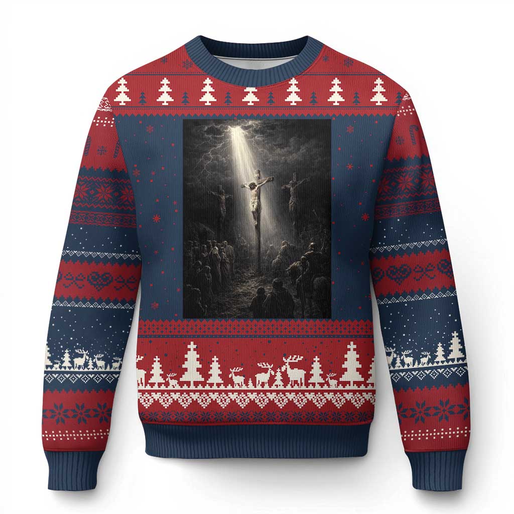 Jesus Christ Crucifixion Scene Religious Christian Easter Ugly Christmas Sweater