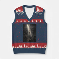 Jesus Christ Crucifixion Scene Religious Christian Easter V-Neck Knit Sweater Vest