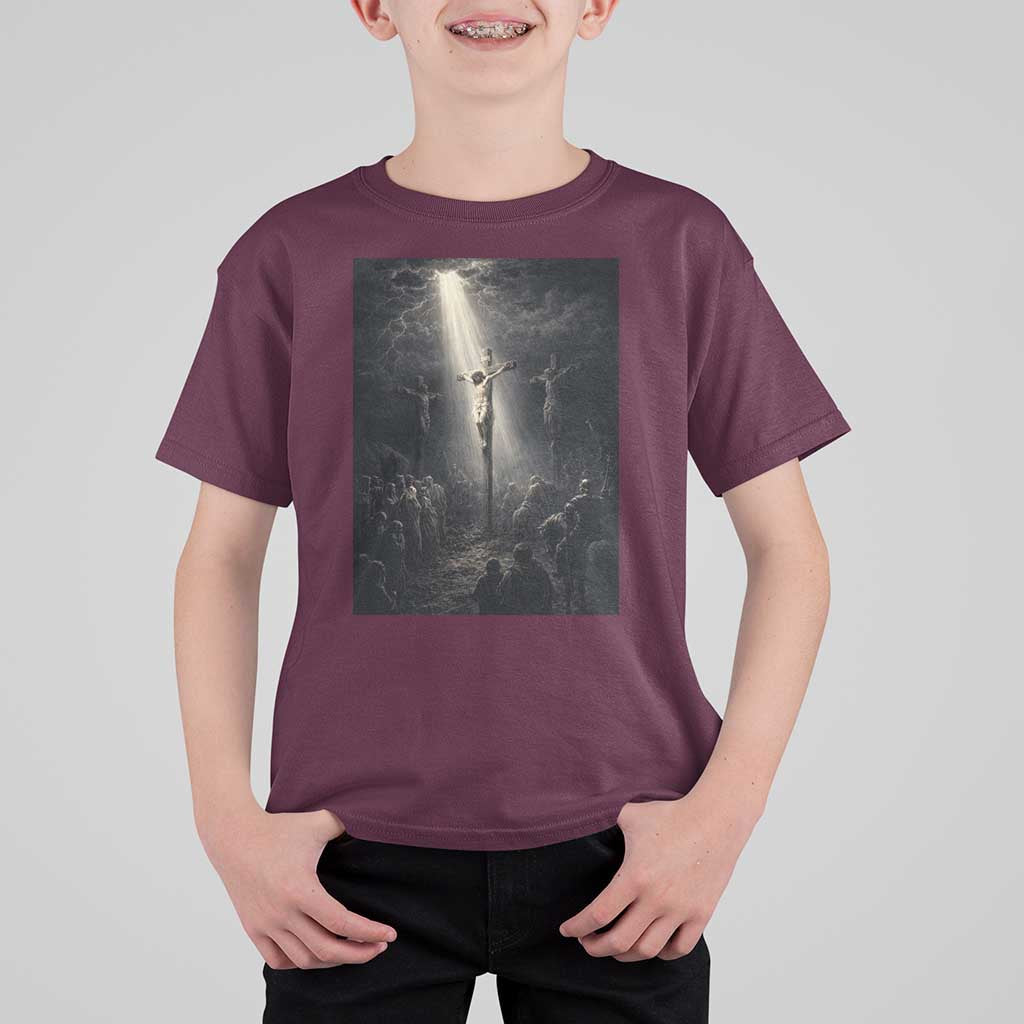 Jesus Christ Crucifixion Scene Religious Christian Easter T Shirt For Kid