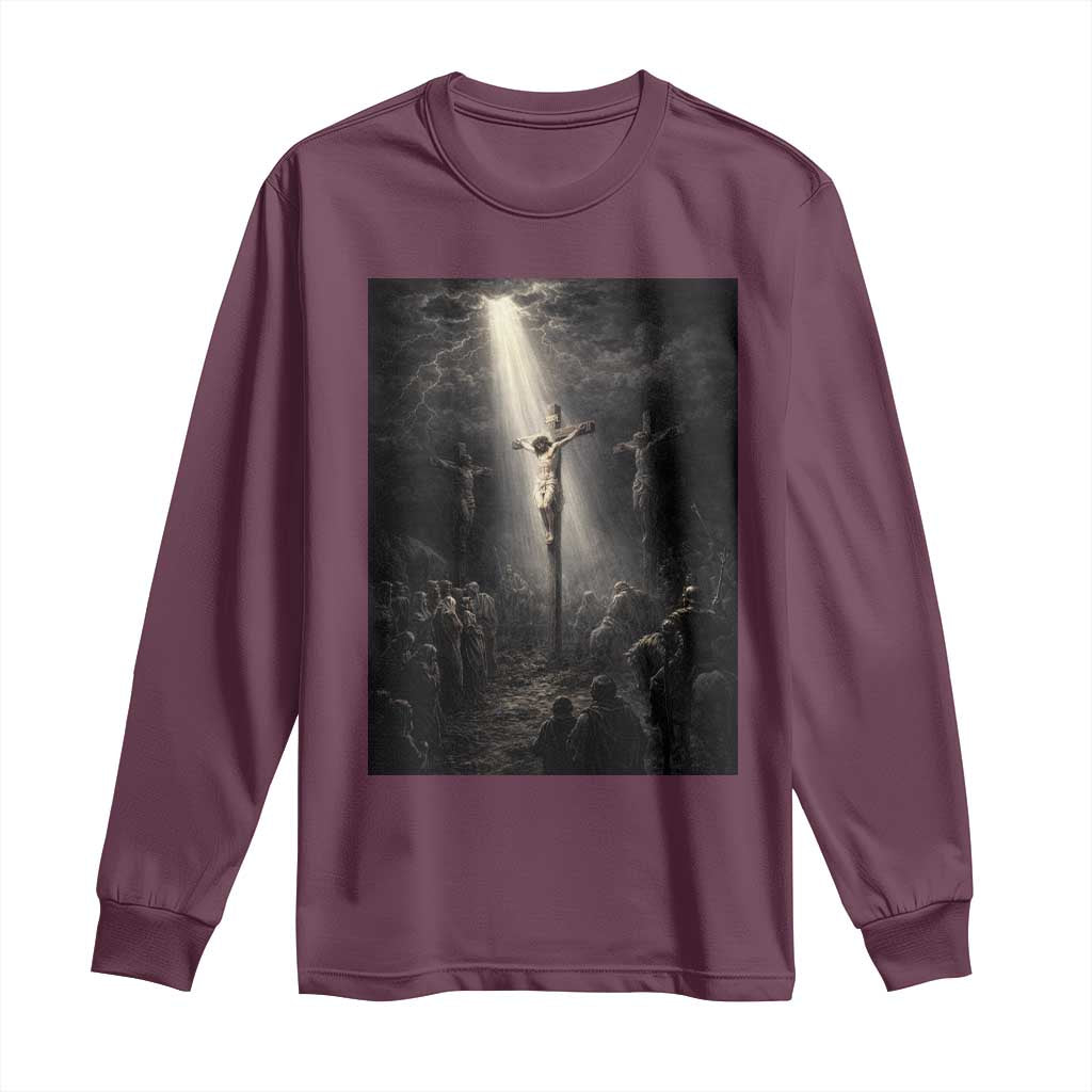 Jesus Christ Crucifixion Scene Religious Christian Easter Long Sleeve Shirt