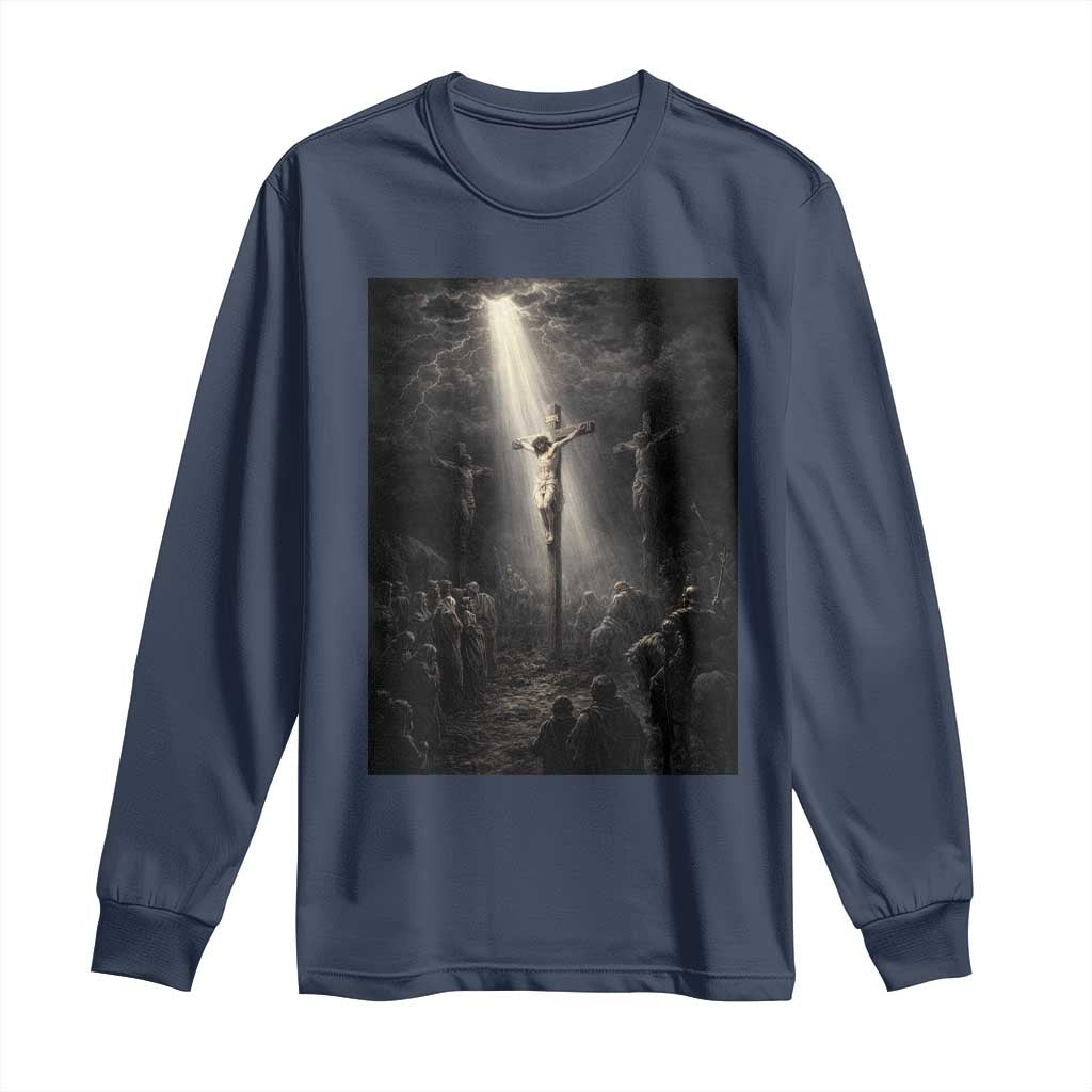 Jesus Christ Crucifixion Scene Religious Christian Easter Long Sleeve Shirt