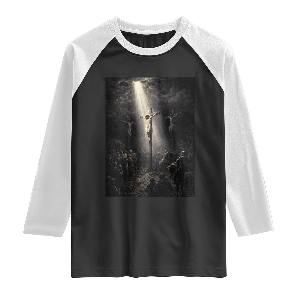 Jesus Christ Crucifixion Scene Religious Christian Easter Raglan Shirt