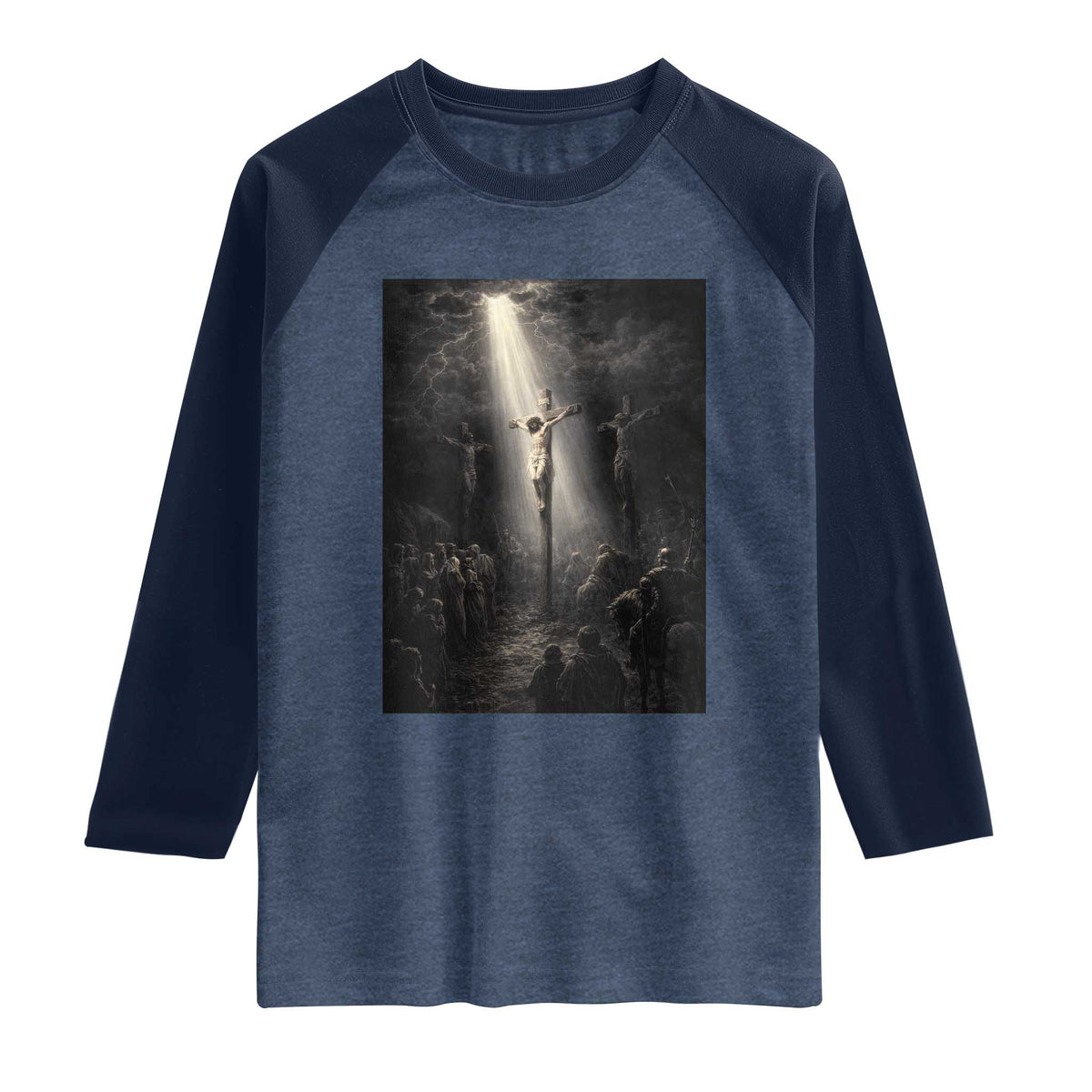 Jesus Christ Crucifixion Scene Religious Christian Easter Raglan Shirt