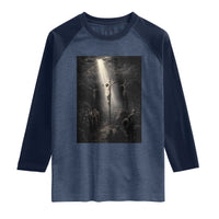Jesus Christ Crucifixion Scene Religious Christian Easter Raglan Shirt