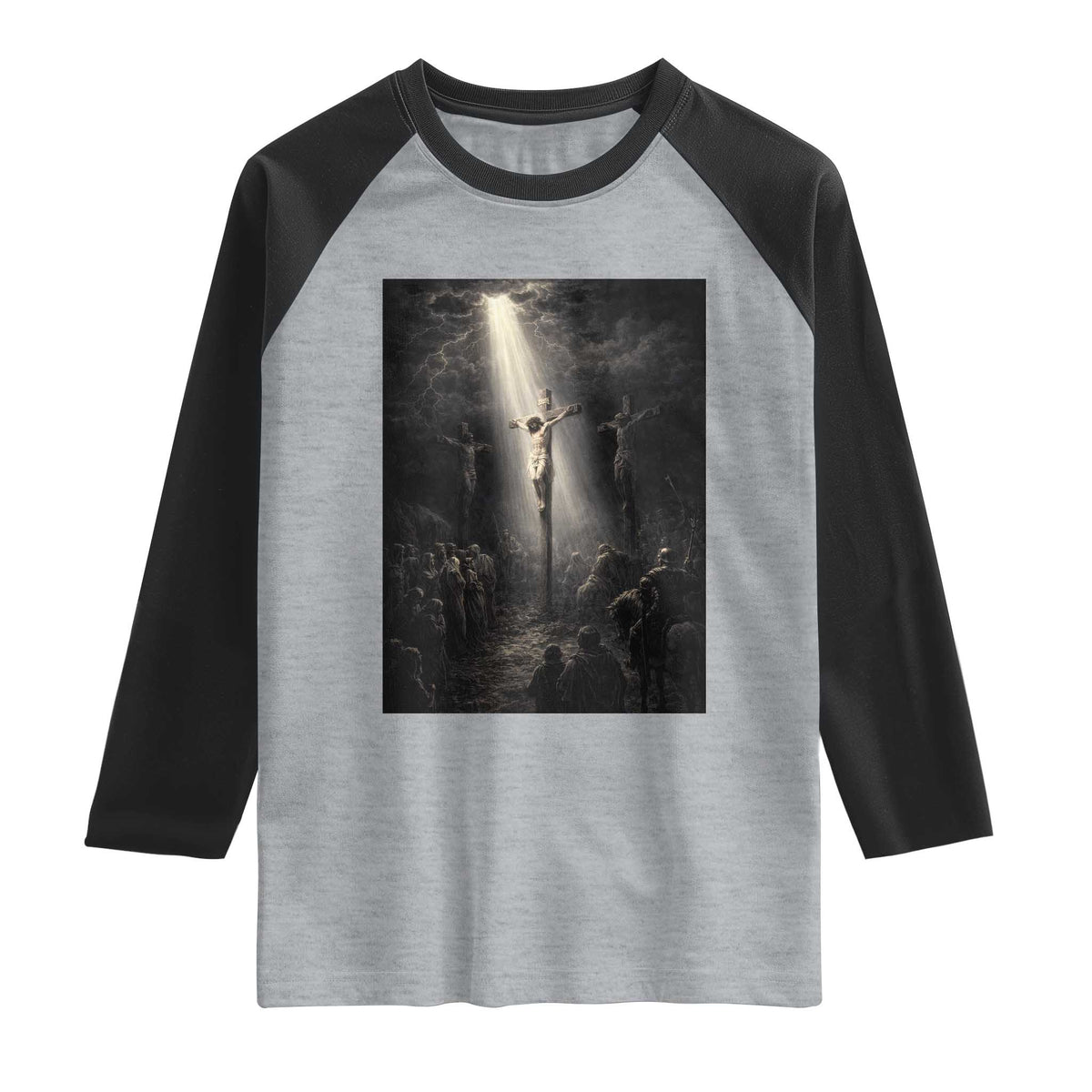 Jesus Christ Crucifixion Scene Religious Christian Easter Raglan Shirt