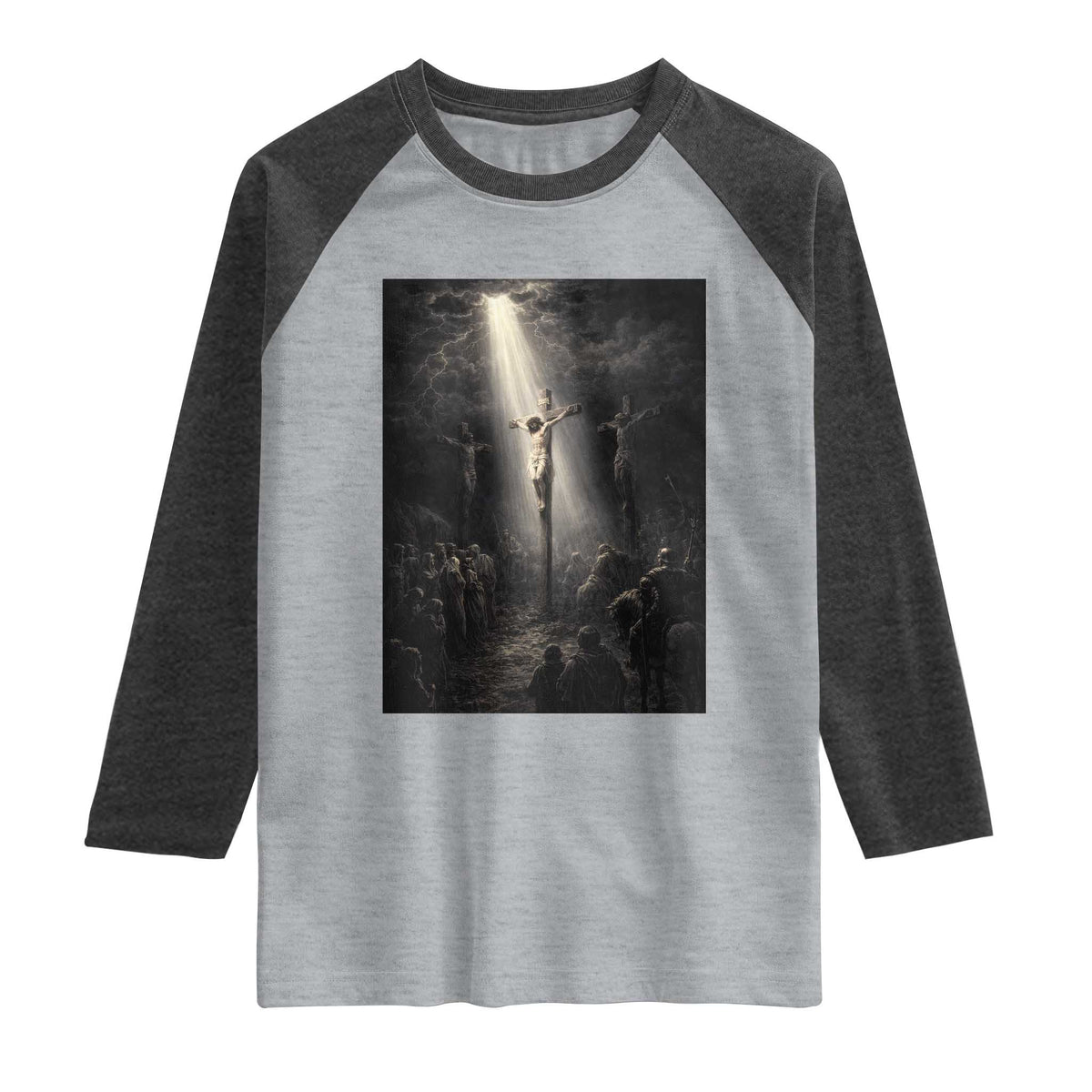 Jesus Christ Crucifixion Scene Religious Christian Easter Raglan Shirt
