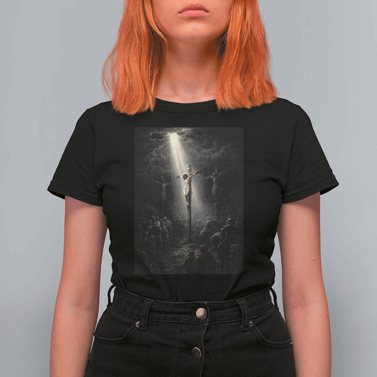 Jesus Christ Crucifixion Scene Religious Christian Easter T Shirt For Women