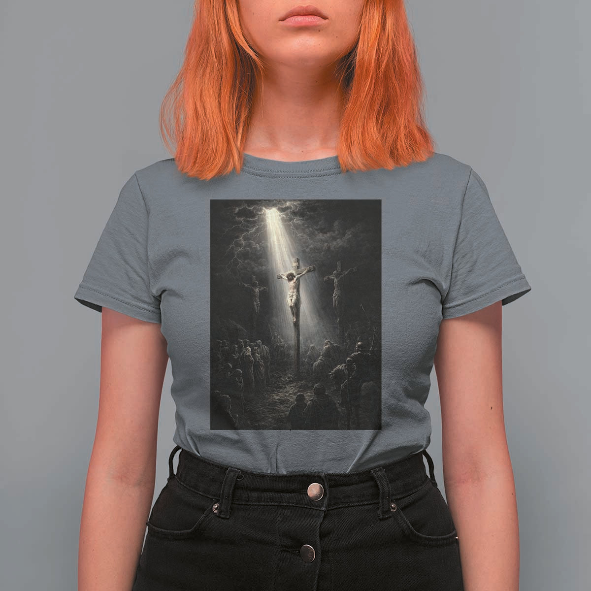 Jesus Christ Crucifixion Scene Religious Christian Easter T Shirt For Women