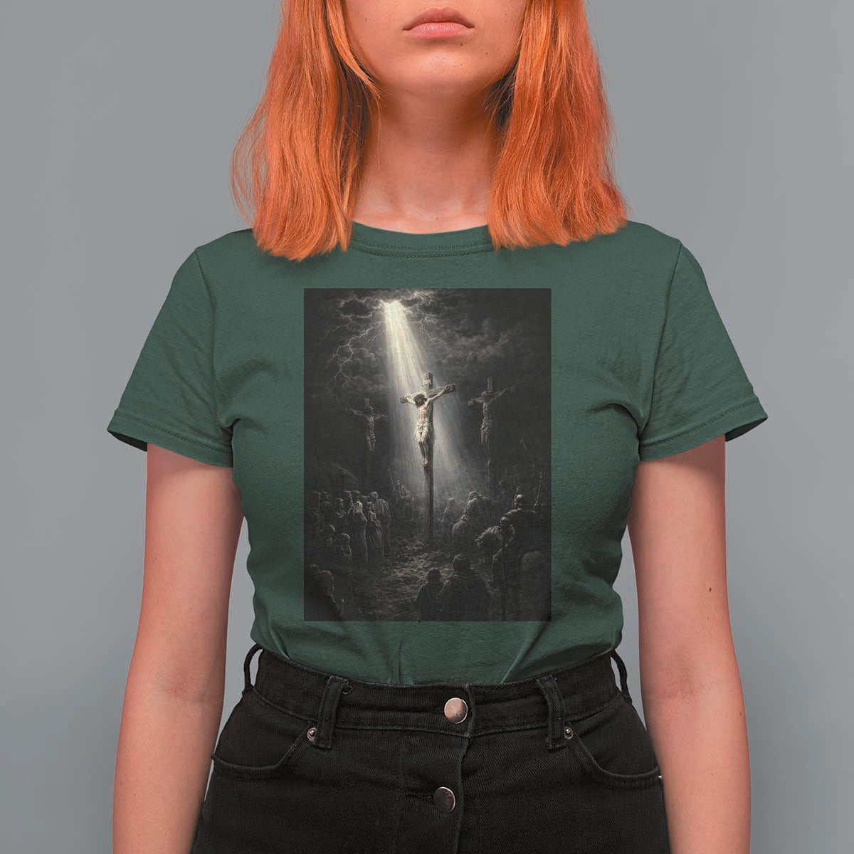 Jesus Christ Crucifixion Scene Religious Christian Easter T Shirt For Women