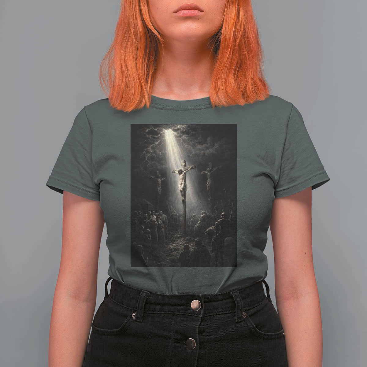 Jesus Christ Crucifixion Scene Religious Christian Easter T Shirt For Women