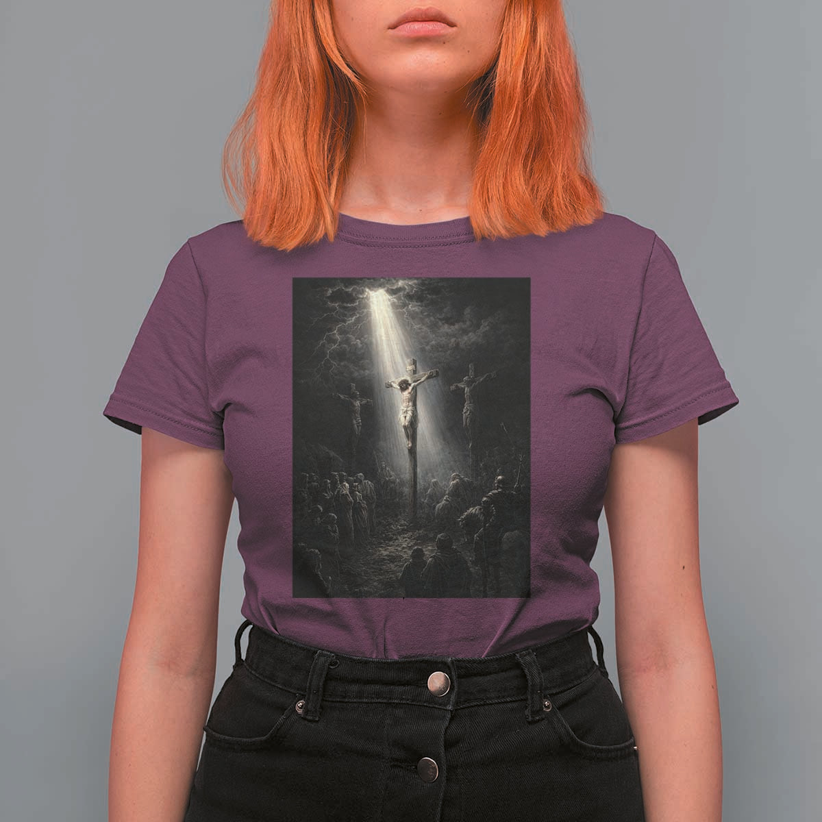 Jesus Christ Crucifixion Scene Religious Christian Easter T Shirt For Women