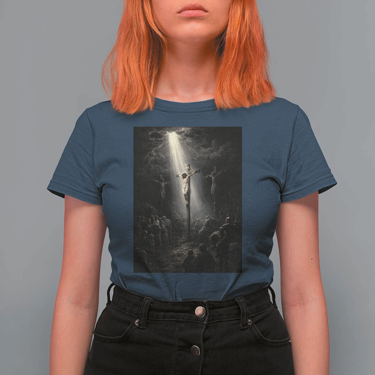 Jesus Christ Crucifixion Scene Religious Christian Easter T Shirt For Women