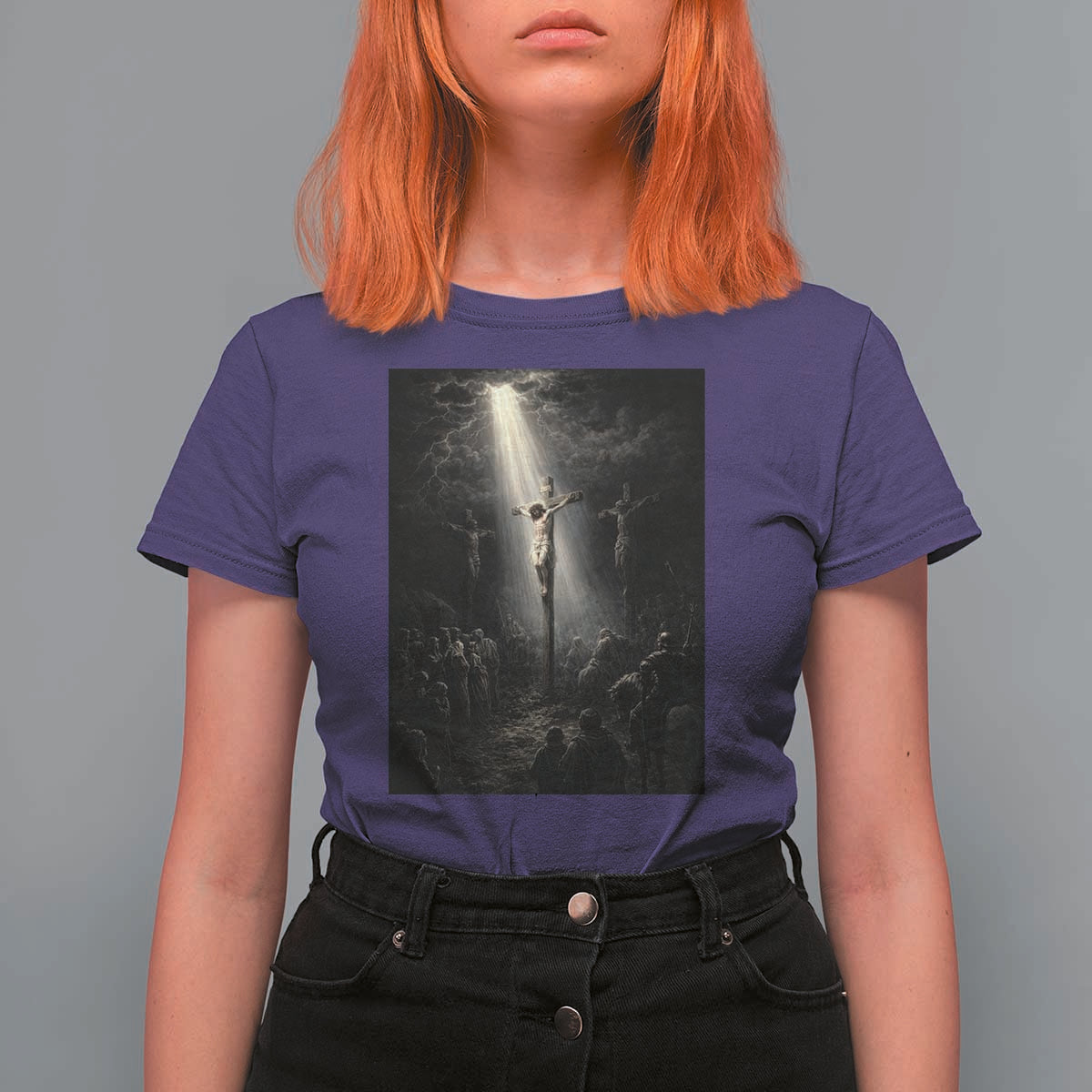 Jesus Christ Crucifixion Scene Religious Christian Easter T Shirt For Women