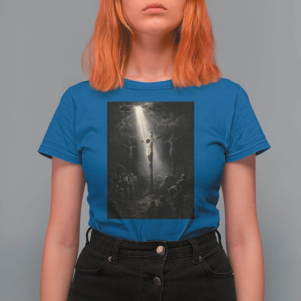 Jesus Christ Crucifixion Scene Religious Christian Easter T Shirt For Women