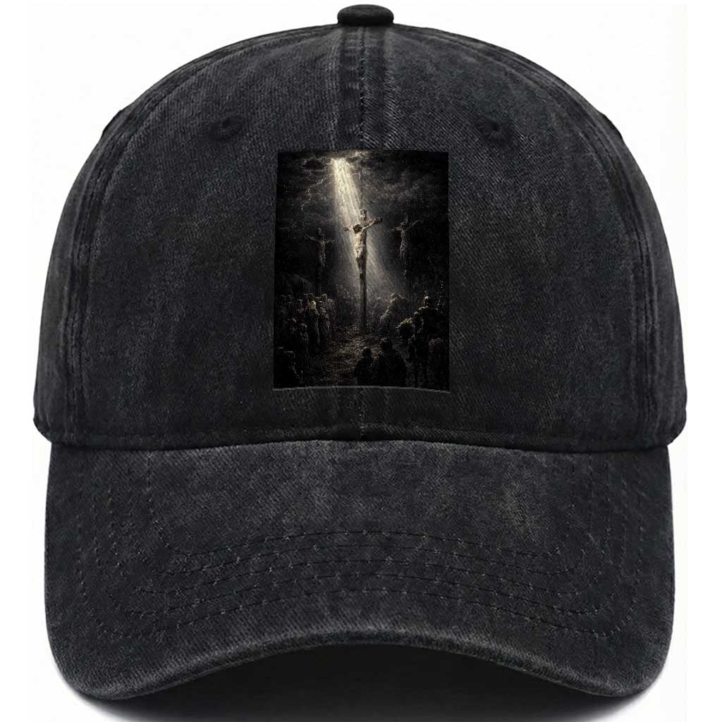Jesus Christ Crucifixion Scene Religious Christian Easter Washed Cotton Baseball Cap