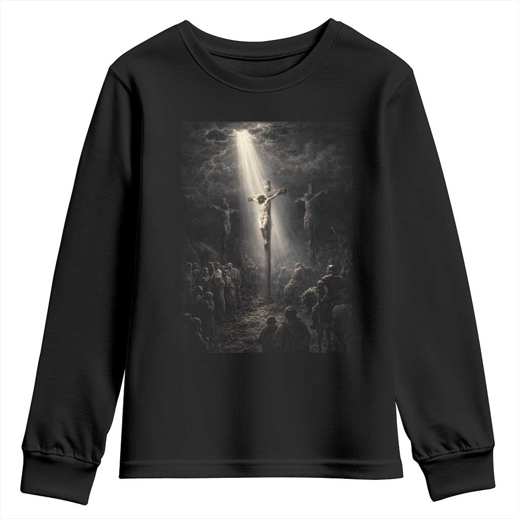 Jesus Christ Crucifixion Scene Religious Christian Easter Youth Sweatshirt