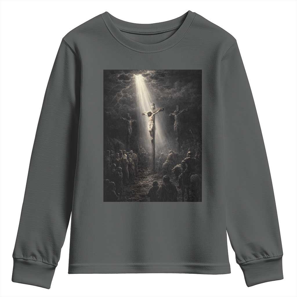 Jesus Christ Crucifixion Scene Religious Christian Easter Youth Sweatshirt