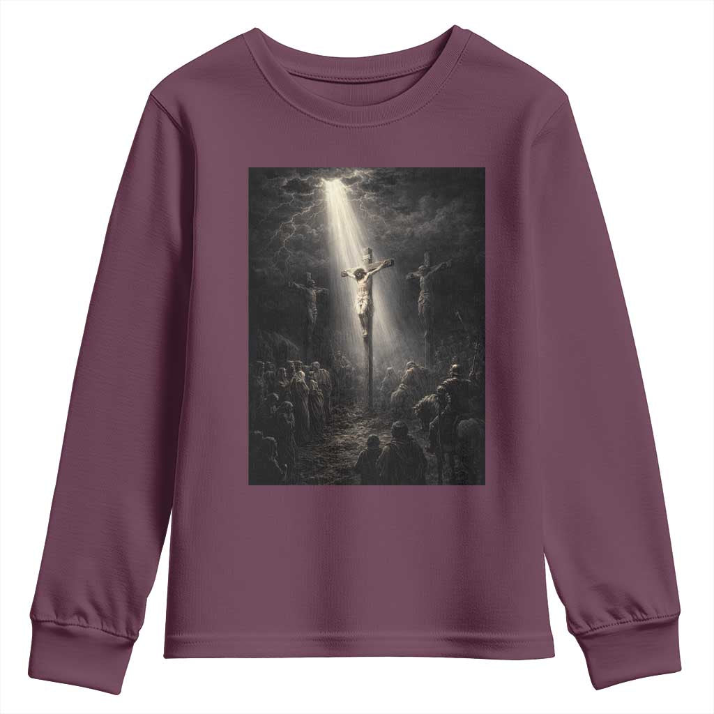 Jesus Christ Crucifixion Scene Religious Christian Easter Youth Sweatshirt