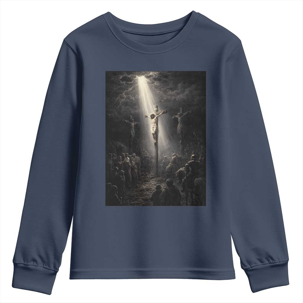 Jesus Christ Crucifixion Scene Religious Christian Easter Youth Sweatshirt
