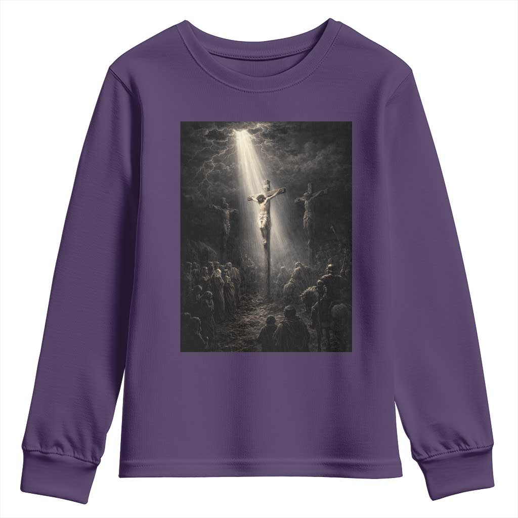 Jesus Christ Crucifixion Scene Religious Christian Easter Youth Sweatshirt