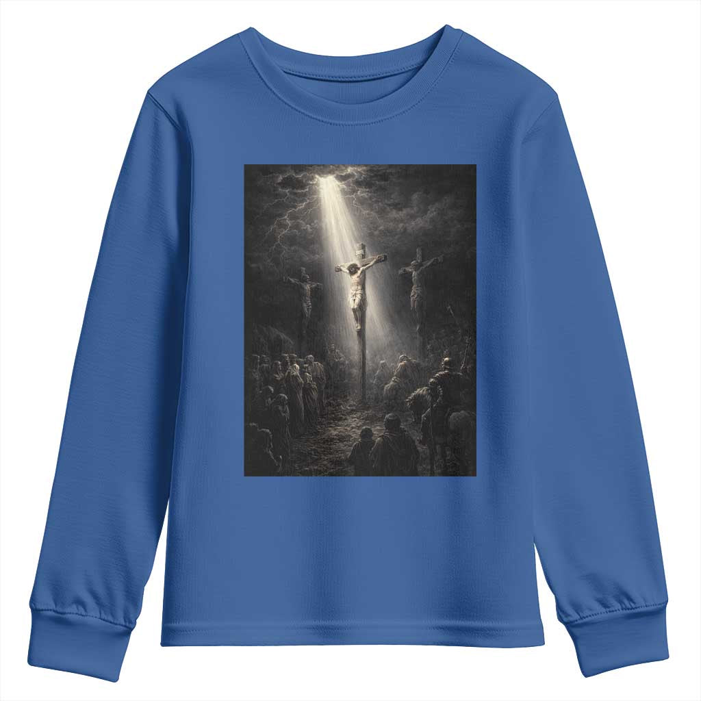 Jesus Christ Crucifixion Scene Religious Christian Easter Youth Sweatshirt