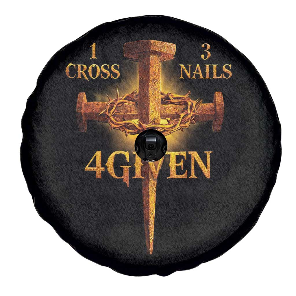 Christian One Cross Three Nails Four Given Spare Tire Cover Jesus God