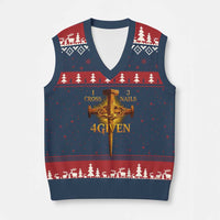 Christian One Cross Three Nails Four Given V-Neck Knit Sweater Vest Jesus God