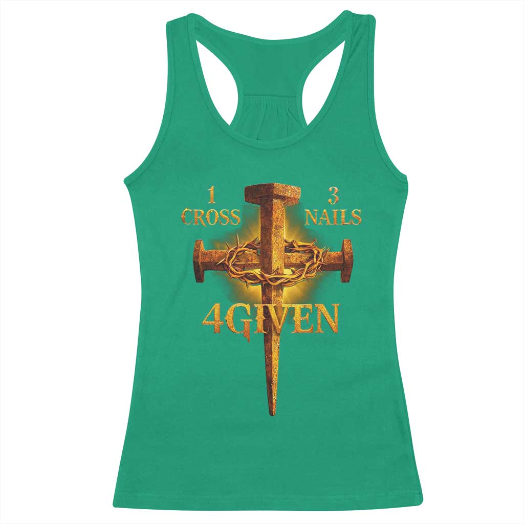 Christian One Cross Three Nails Four Given Racerback Tank Top Jesus God